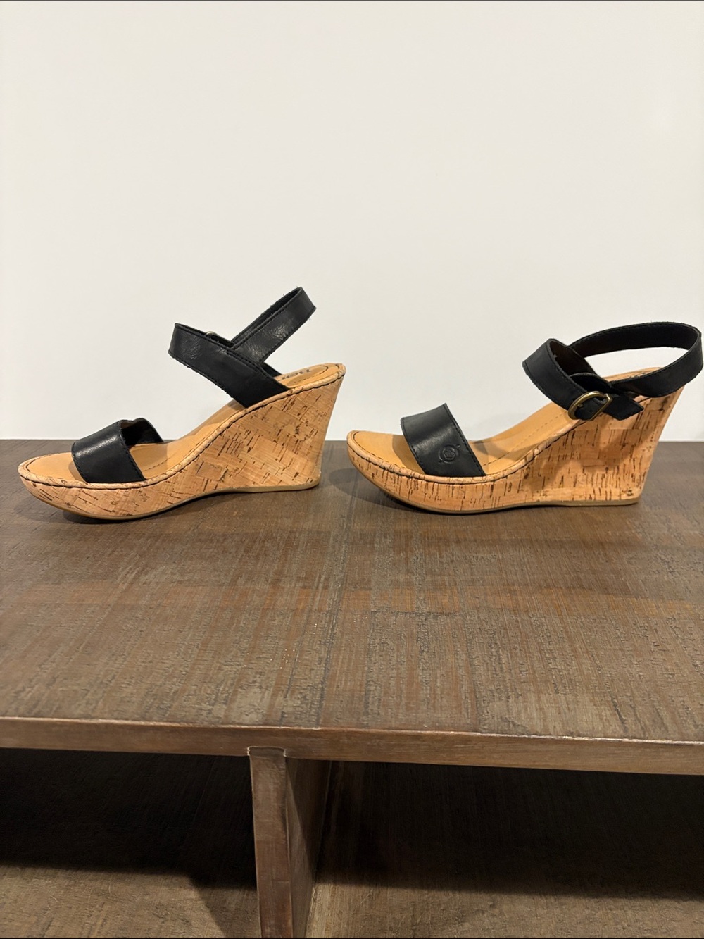 Born Women's Black Cork Wedge Sandals - Black - Picture 3 of 10